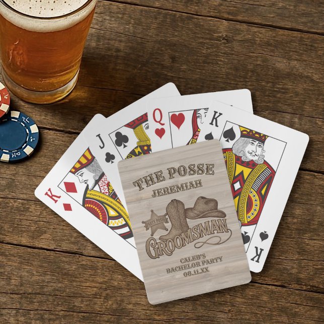Jeu De Cartes Cortège de mariage rustique Cowboy Enterrement de  (Cowboy Groomsman Playing Cards)