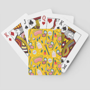 Jeu De Cartes Cosmétique Vintage Beauté Motif maquillage Jaune