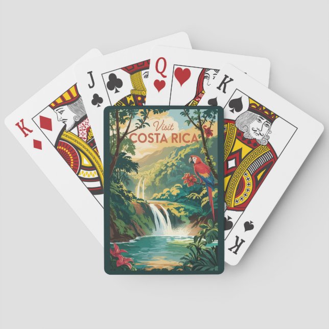 Jeu De Cartes Costa Rica Parrot Illustration Travel Art Vintage (dos)