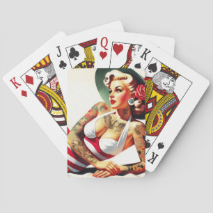 Jeu De Cartes Costume de bain tatoué rétro Pin-up