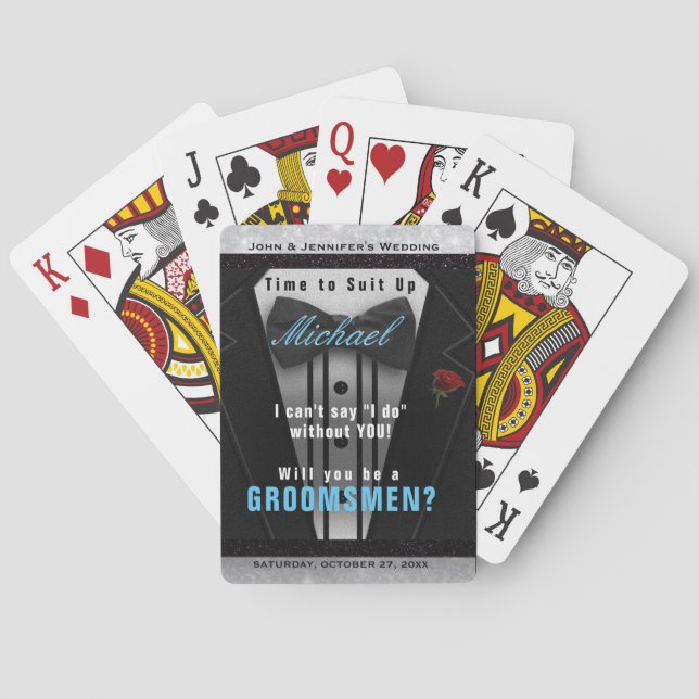Jeu De Cartes Costume d'invitation Groomsman Tuxedo (dos)