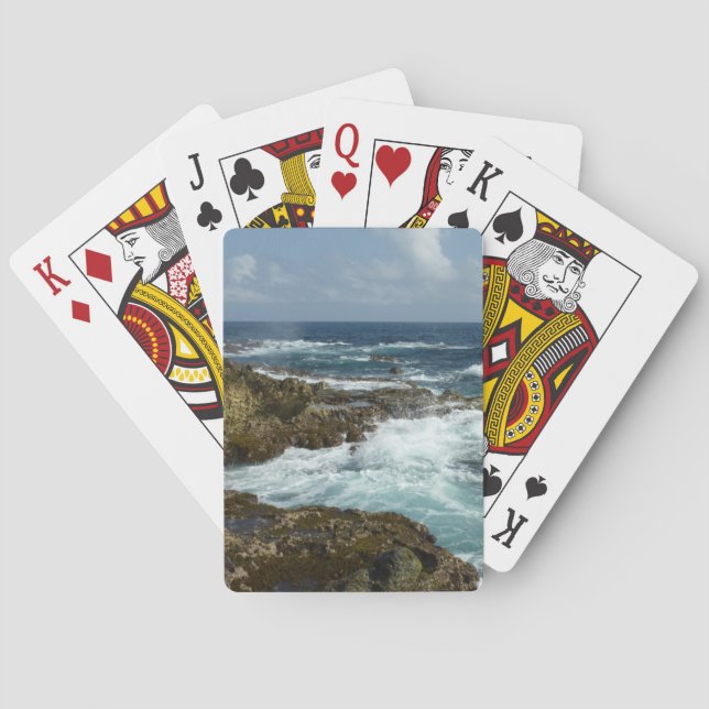 Jeu De Cartes Côte rocheuse d'Aruba et océan bleu (dos)