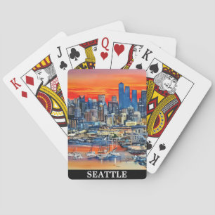 Jeu De Cartes Coucher de soleil coloré Seattle Washington