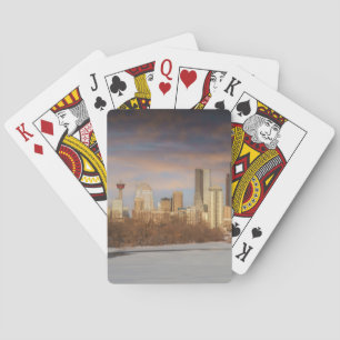 Jeu De Cartes Coucher De Soleil D'Hiver À Calgary Skyline
