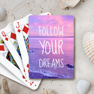 Jeu De Cartes Coucher de soleil océanique rose violet Suivez vos
