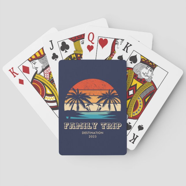 Jeu De Cartes Coucher de soleil Rétro Voyage famille Plage Palm  (dos)