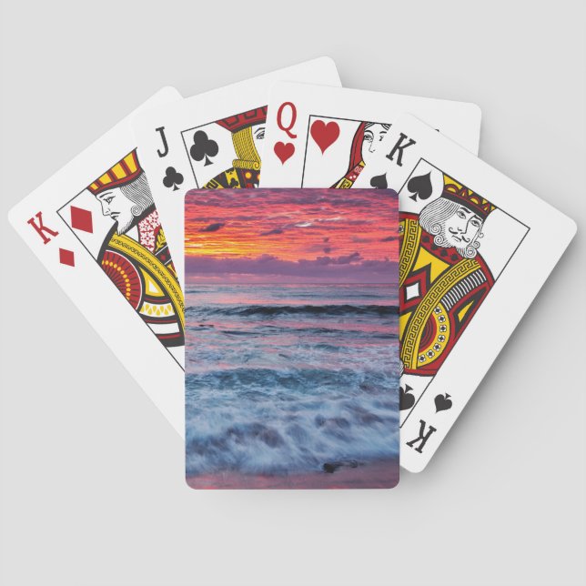 Jeu De Cartes Coucher de soleil sur les vagues de l'océan, Calif (dos)
