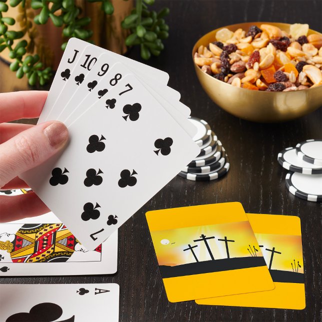 Jeu De Cartes Coucher du soleil croix religieuses Jouer des cart (Créateur téléchargé)