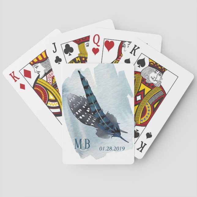 Jeu De Cartes Couleur d'aquarelle bleu foncé (dos)