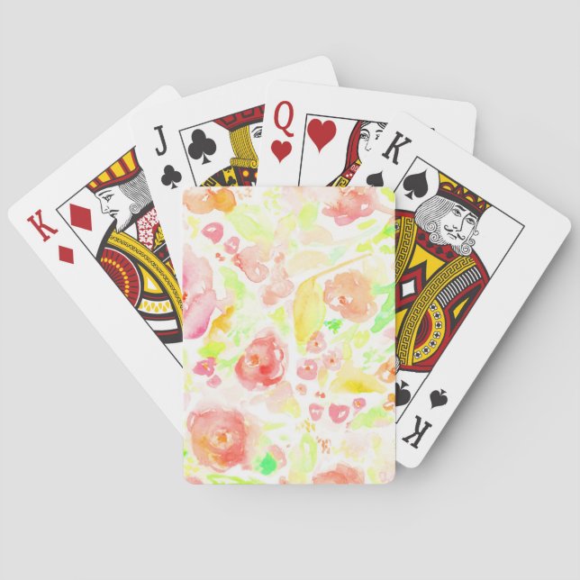 Jeu De Cartes Couleur d'eau colorée mignonne motif floral (dos)
