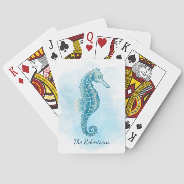 Jeu De Cartes Couleur d'eau de l'océan marin personnalisée (dos)