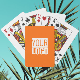 Jeu De Cartes couleur unie néon orange - ajouter le logo jeu de