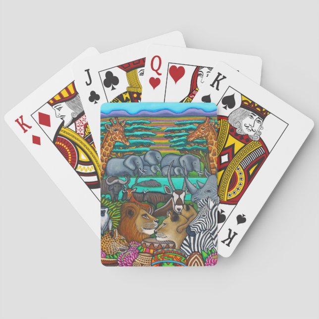 Jeu De Cartes Couleurs d'Afrique jouant aux cartes (dos)