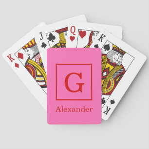 Jeu De Cartes Couleurs DIY Monogramme encadré initiales Rose Cha