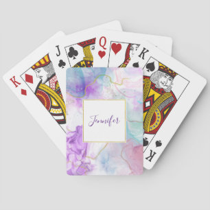 Jeu De Cartes Couleurs violettes, vertes, roses, élégantes