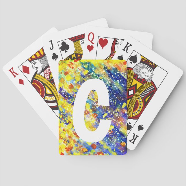 Jeu De Cartes Couleurs vives en gras Monogramme Abstrait (dos)