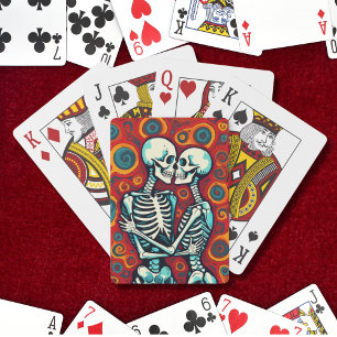 Jeu De Cartes Couple de squelette rétro baiser