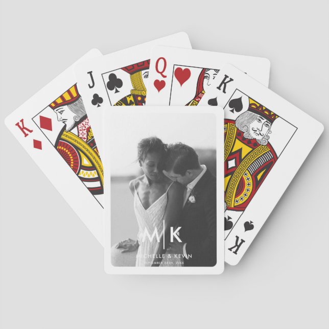 Jeu De Cartes Couples Initiales Mariage Photo Monogramme (dos)