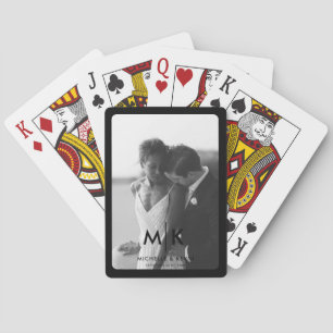Jeu De Cartes Couples Initiales Mariage Photo Monogramme Noir