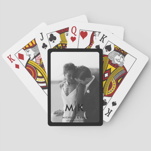 Jeu De Cartes Couples Initiales Mariage Photo Monogramme Noir (dos)