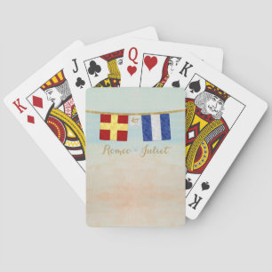 Jeu De Cartes Couples Monogramme Signal Maritime Drapeaux Aquare