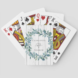 Jeu De Cartes Couronne de verdure d'eucalyptus de mariage en boi
