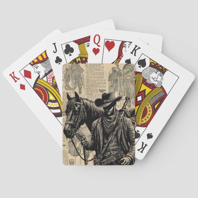 Jeu De Cartes Cowboy avec selle à cheval art occidental (dos)