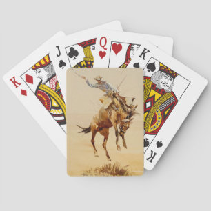 Jeu De Cartes Cowboy sur un Bucking Horse #2 par Edward Borein