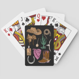 Jeu De Cartes Cowgirl Collage Cartes de Jeu (Noir)