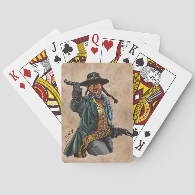 Jeu De Cartes Cowgirl noire (dos)