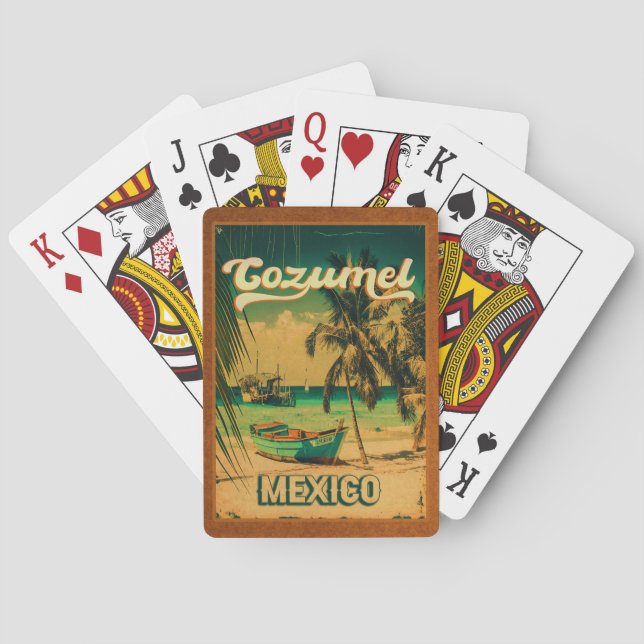 Jeu De Cartes Cozumel Palm Tree Retro 80s Playa mexicaine (dos)