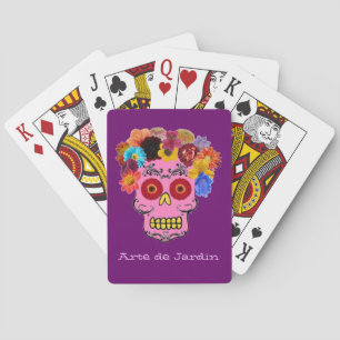 Jeu De Cartes Crâne à sucre floral