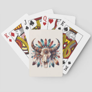 Jeu De Cartes Crâne et plumes de bison Amérindiens jouer aux car