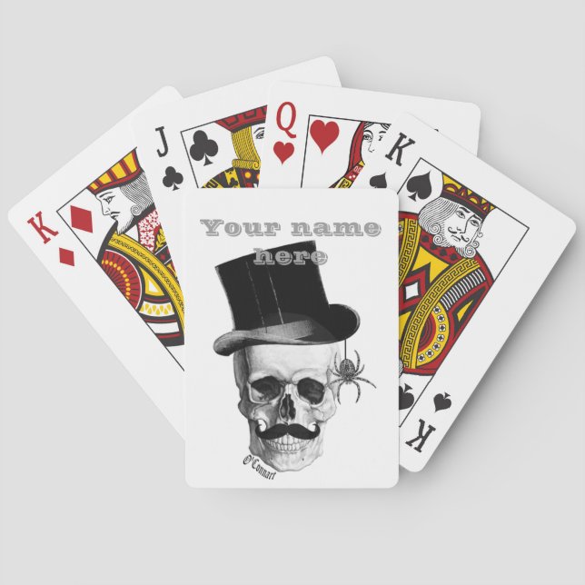 Jeu De Cartes Crâne gothique Steampunk et chapeau supérieur (dos)