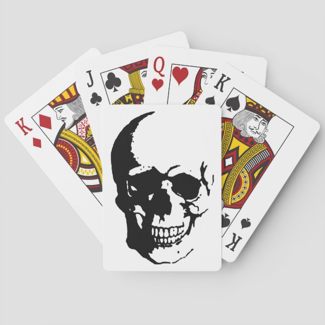 Jeu De Cartes Crâne - Noir & Blanc Métal Imaginaire Art (dos)