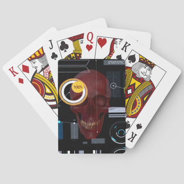 Jeu De Cartes Crâne rouge derrière le pirate d'écran transparent (dos)