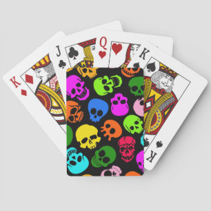 Jeu De Cartes Crânes colorés motif en noir