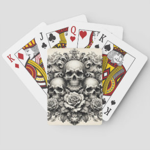 Jeu De Cartes Crânes et Roses Vintage