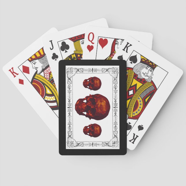 Jeu De Cartes Crânes rouges gothiques (dos)