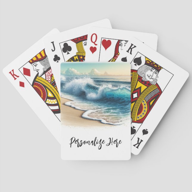 Jeu De Cartes Crashing Ocean Waves Rustic Coastal Beach Wedding (dos)