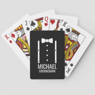 Jeu De Cartes Cravate Mariage noir Groomsmen personnalisé