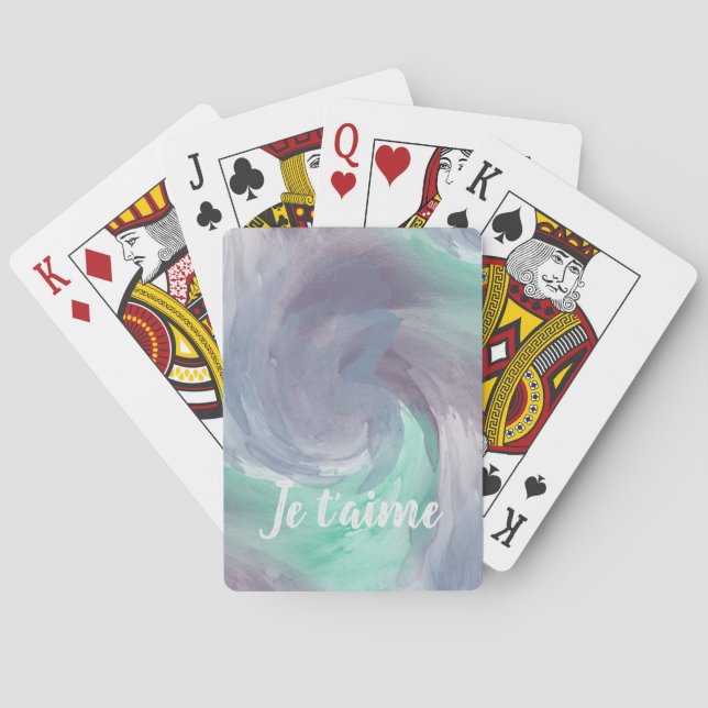 Jeu De Cartes Cravate-teinture violet vert peint Aquarelle dans  (dos)