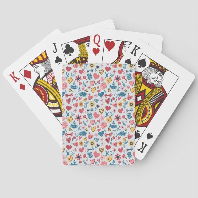 Jeu De Cartes Crayon Pastel Coeur & Fleurs (dos)