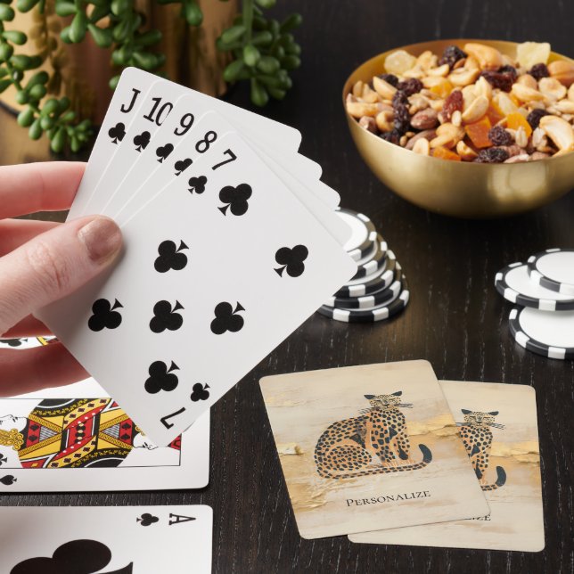Jeu De Cartes Cream Gold Leopard Animal (In Situ)