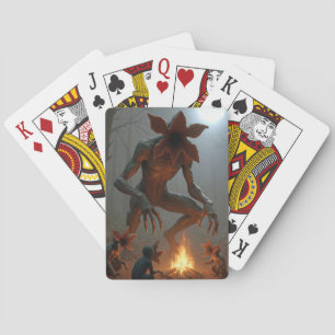 Jeu De Cartes Créatures Démogorgon autour d'un feu de camp