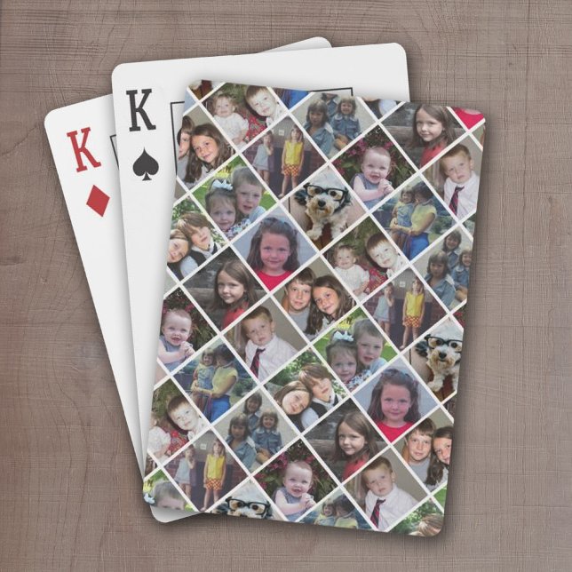 Jeu De Cartes Créer un collage photo personnalisé avec 12 photos (12 Photo personalized playing cards with a name or other text)