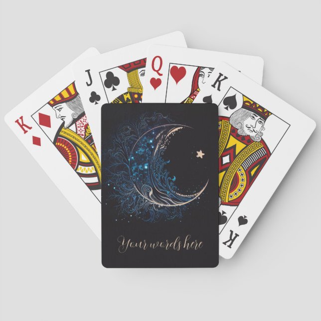 Jeu De Cartes Créez votre propre lune mystique bleue et dorée (dos)