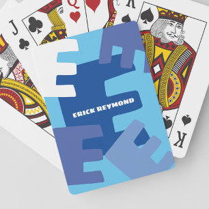 Jeu De Cartes Créez votre propre monogramme bleu moderne