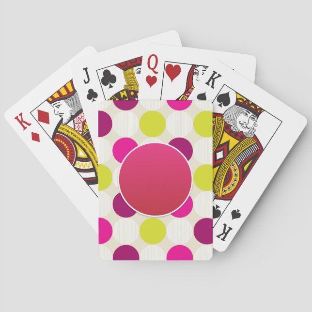 Jeu De Cartes Créez votre propre PINK YellowGreen Polkadot perso (dos)