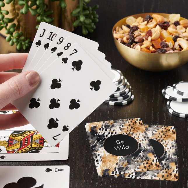 Jeu De Cartes Crème noire blanche léopard animal (In Situ)